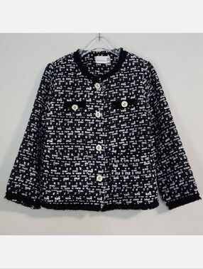 Girls Black & White Tweed Jacket, Size M/L ~ VGUC